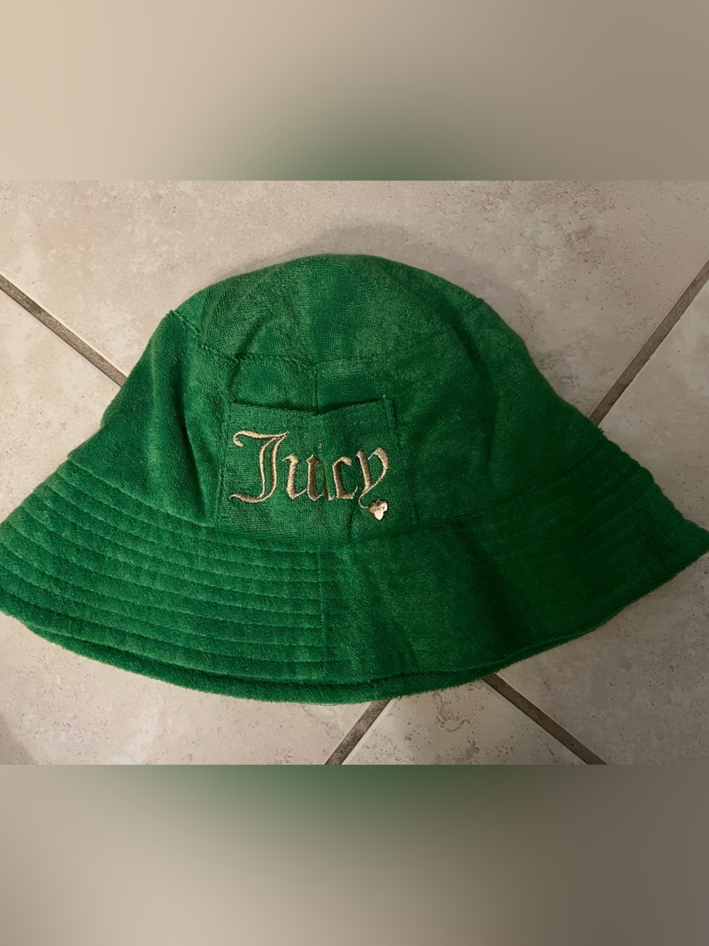 Juicy Couture Emerald Green Kids Bucket Hat with Gold Embroidery